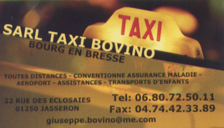 Voici Le SARL Taxi Bovino, un de nos sponsors.